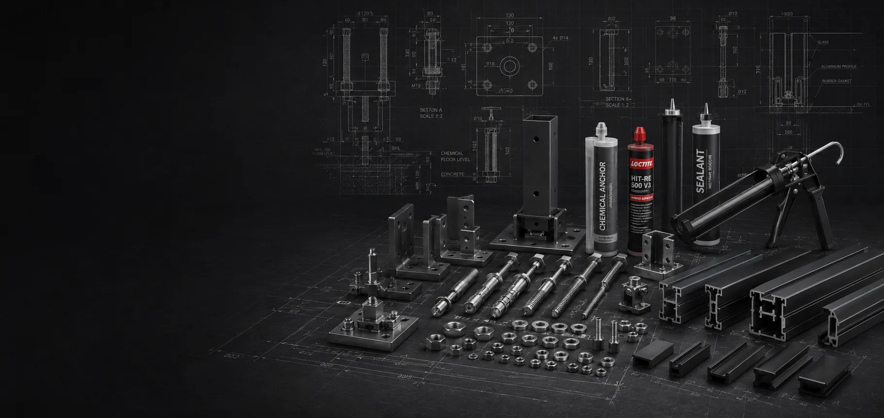 Montážny materiál — kotvy, skrutky a profily — ATOM Steel